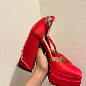 Elegant Red Platform Heels